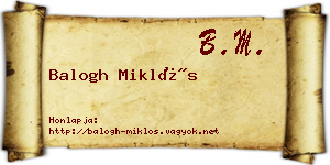 Balogh Miklós névjegykártya