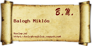 Balogh Miklós névjegykártya